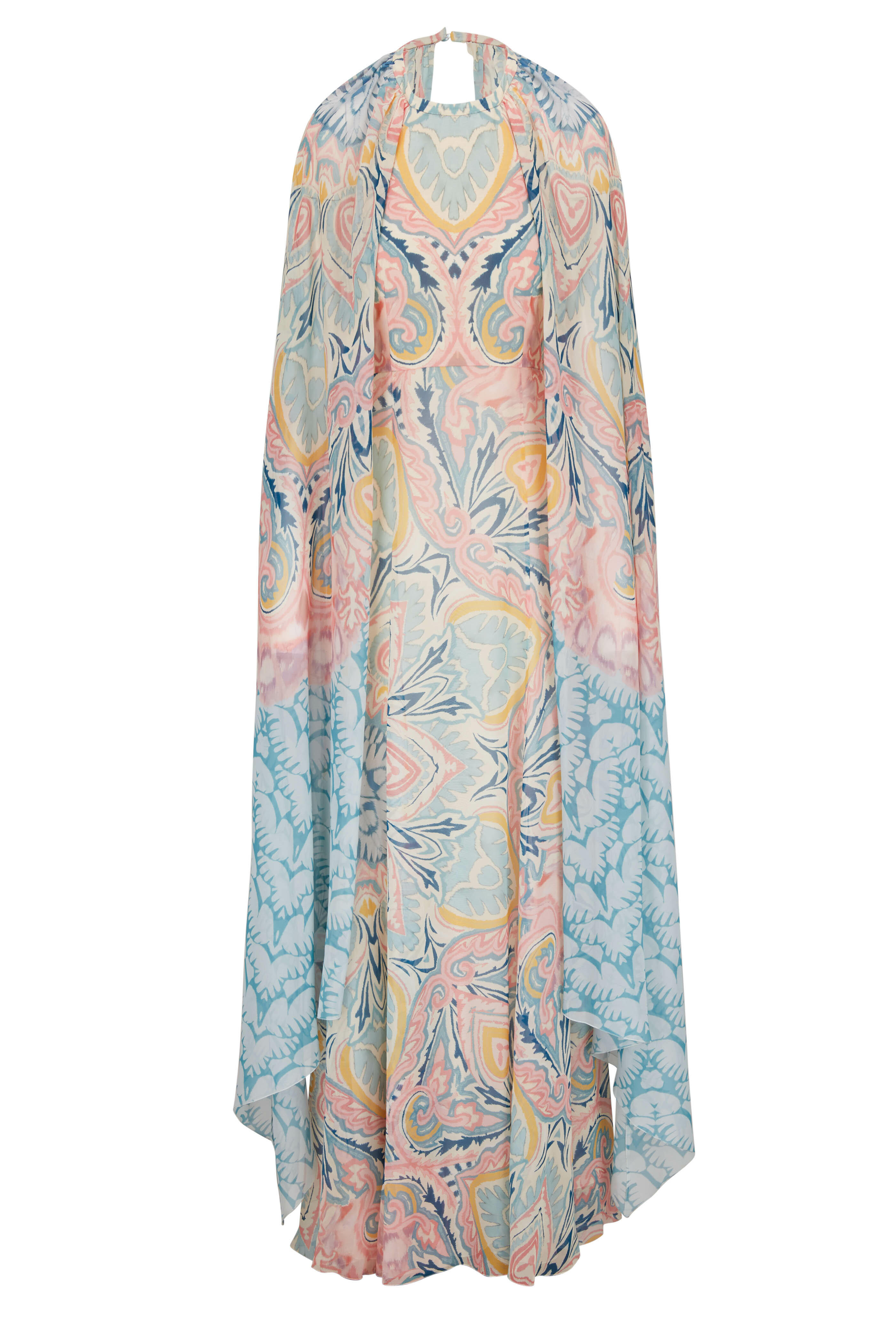 Etro - Floral Lucky Clover Print Silk Cape Dress