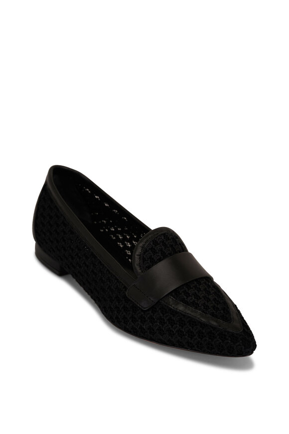 AGL Blanca Plots Black Woven Rope & Leather loafer 