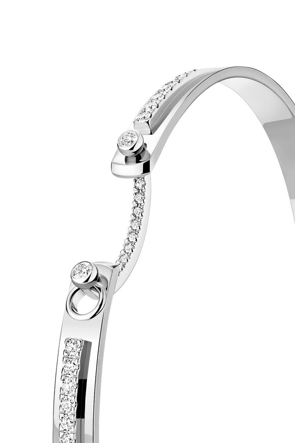 Nouvel Heritage 18k White Gold Diamond Tuxedo Bangle - view 3