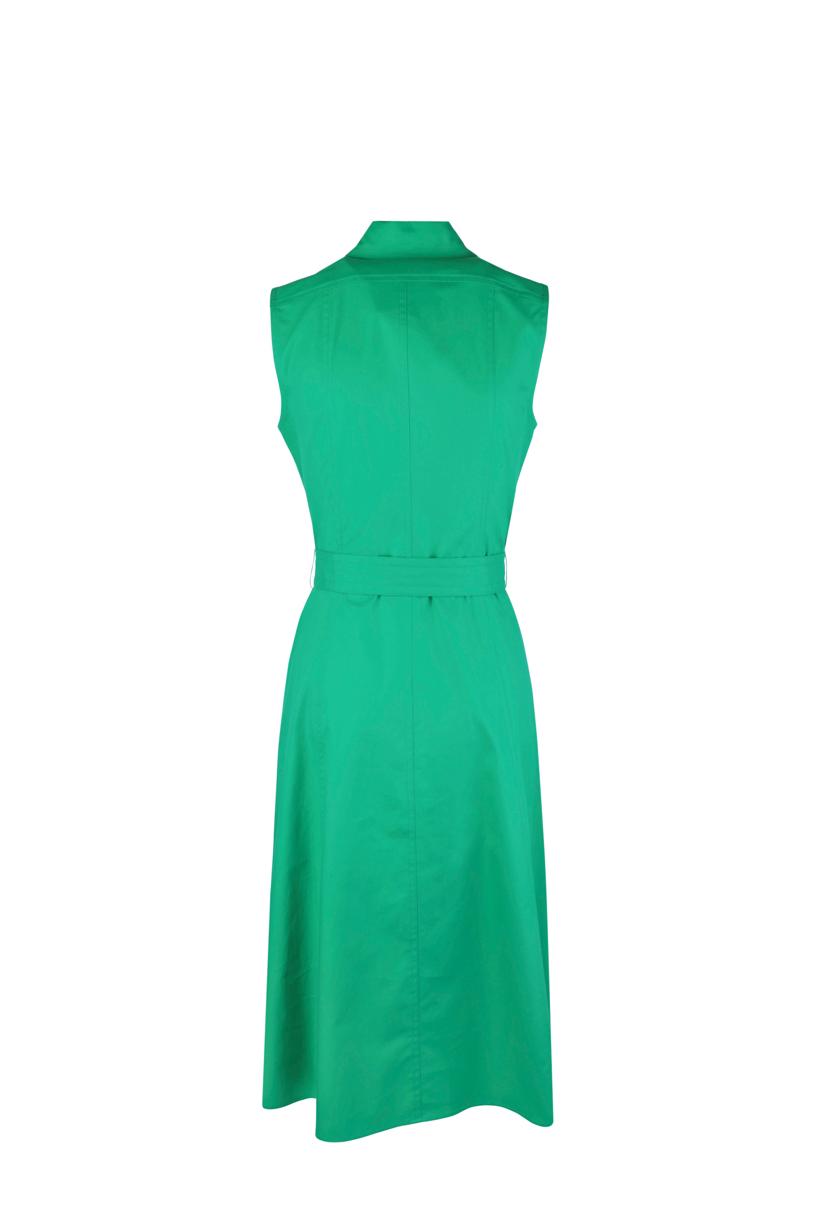 Akris Punto - Emerald Green Stretch Poplin Belted Shirtdress