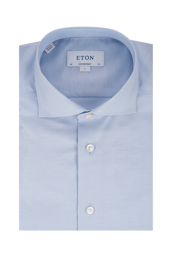 Eton - Light Blue Solid Contemporary Fit Dress Shirt