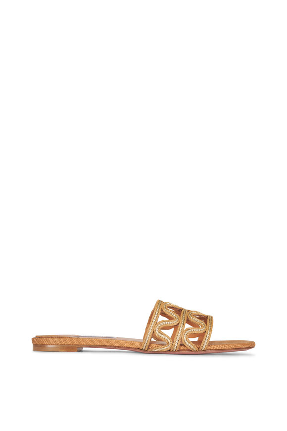 Aquazzura Manaus Brown Raffia Wave Slide - view 3