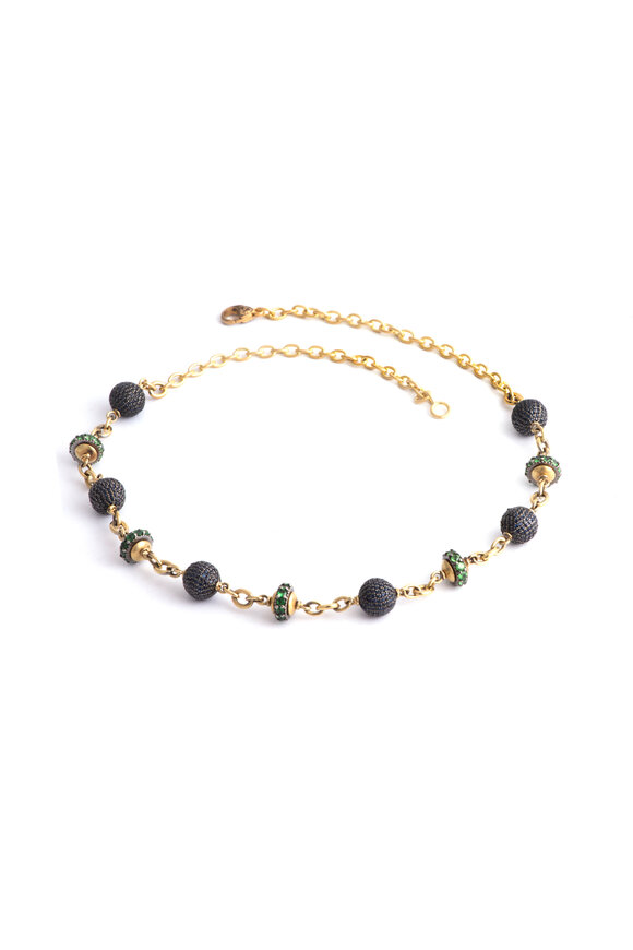 Sylva & Cie 18k Yellow Gold Tsavorite & Sapphire Necklace - view 1