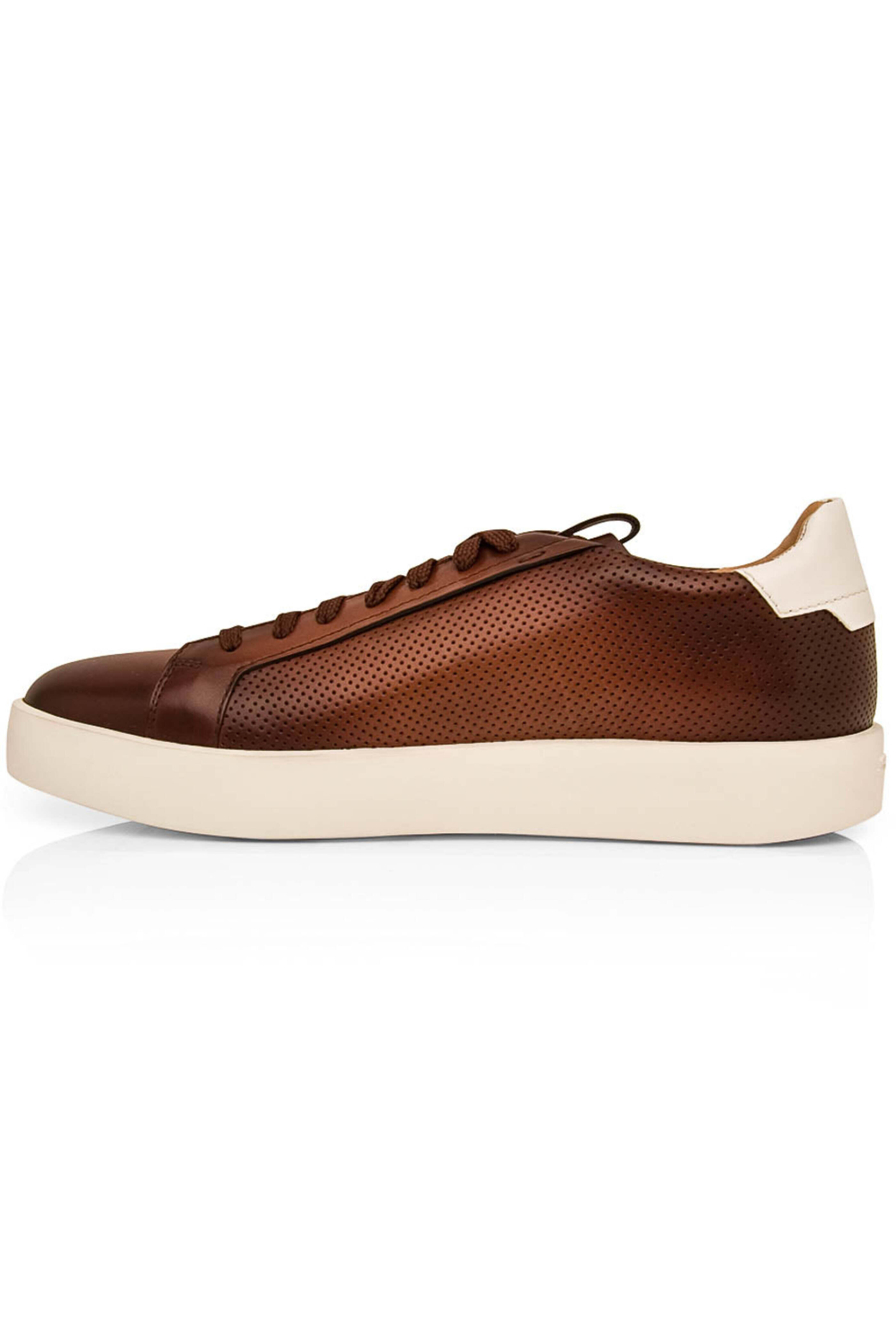 Santoni - Burgle Perforated Sneaker in Brown