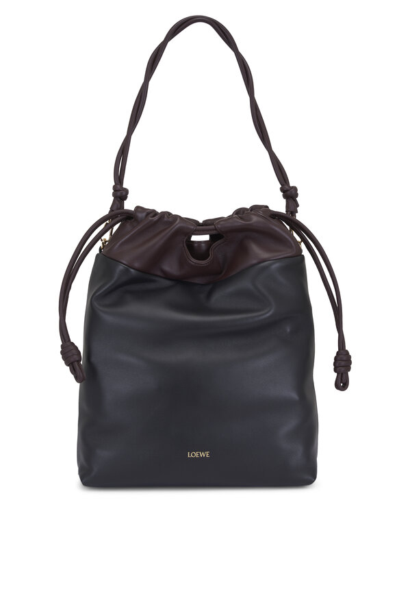 Loewe Flamenco Black & Dark Brownie Leather Tote - view 4