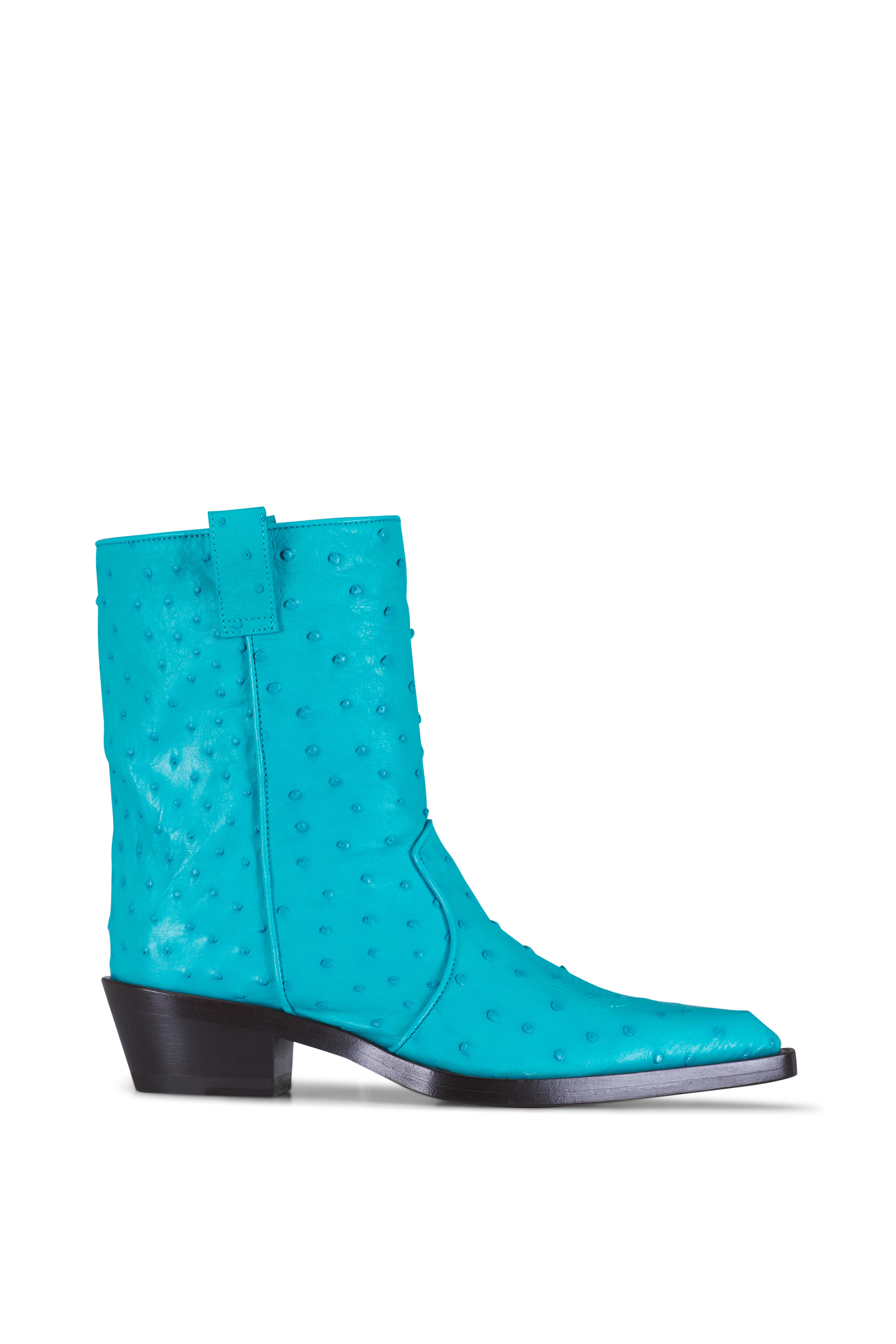 Khaite - Clive Crystal Blue Leather Ankle Boot, 35mm