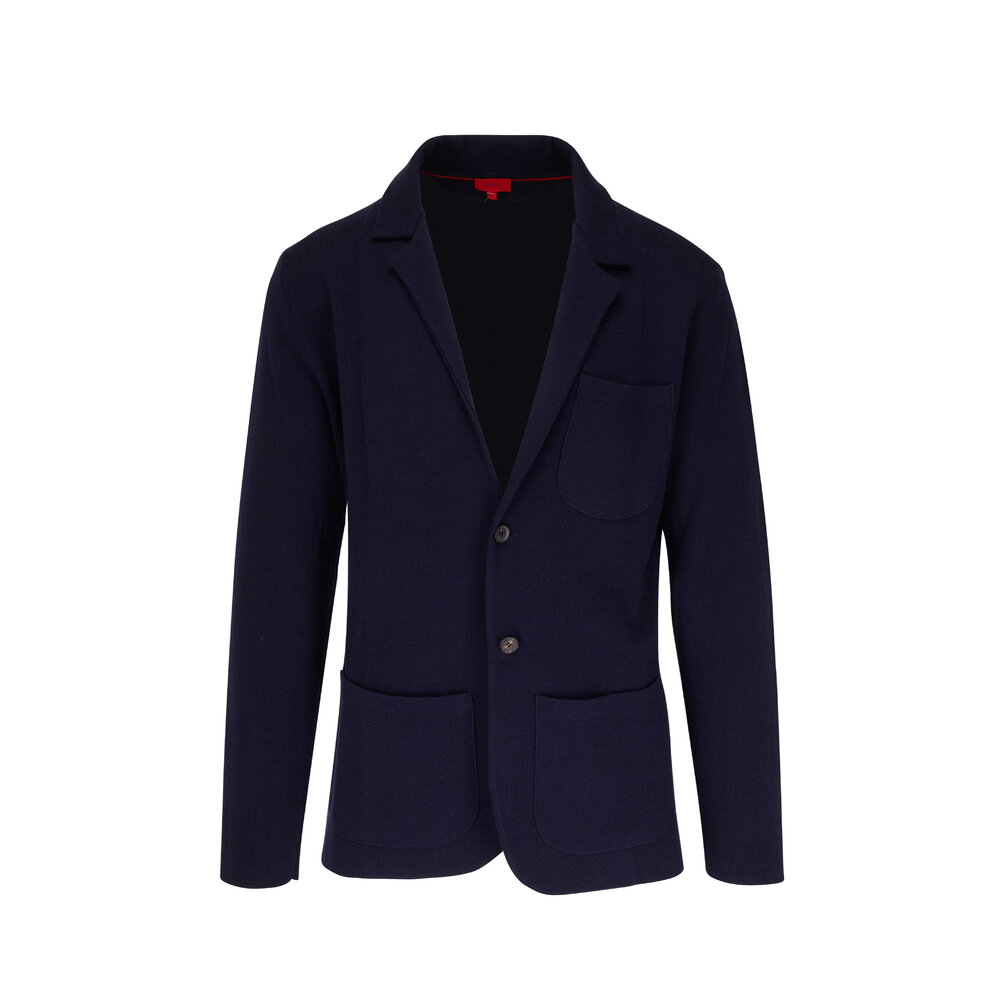 Isaia - Navy Wool, Silk & Cashmere Sweater Jacket