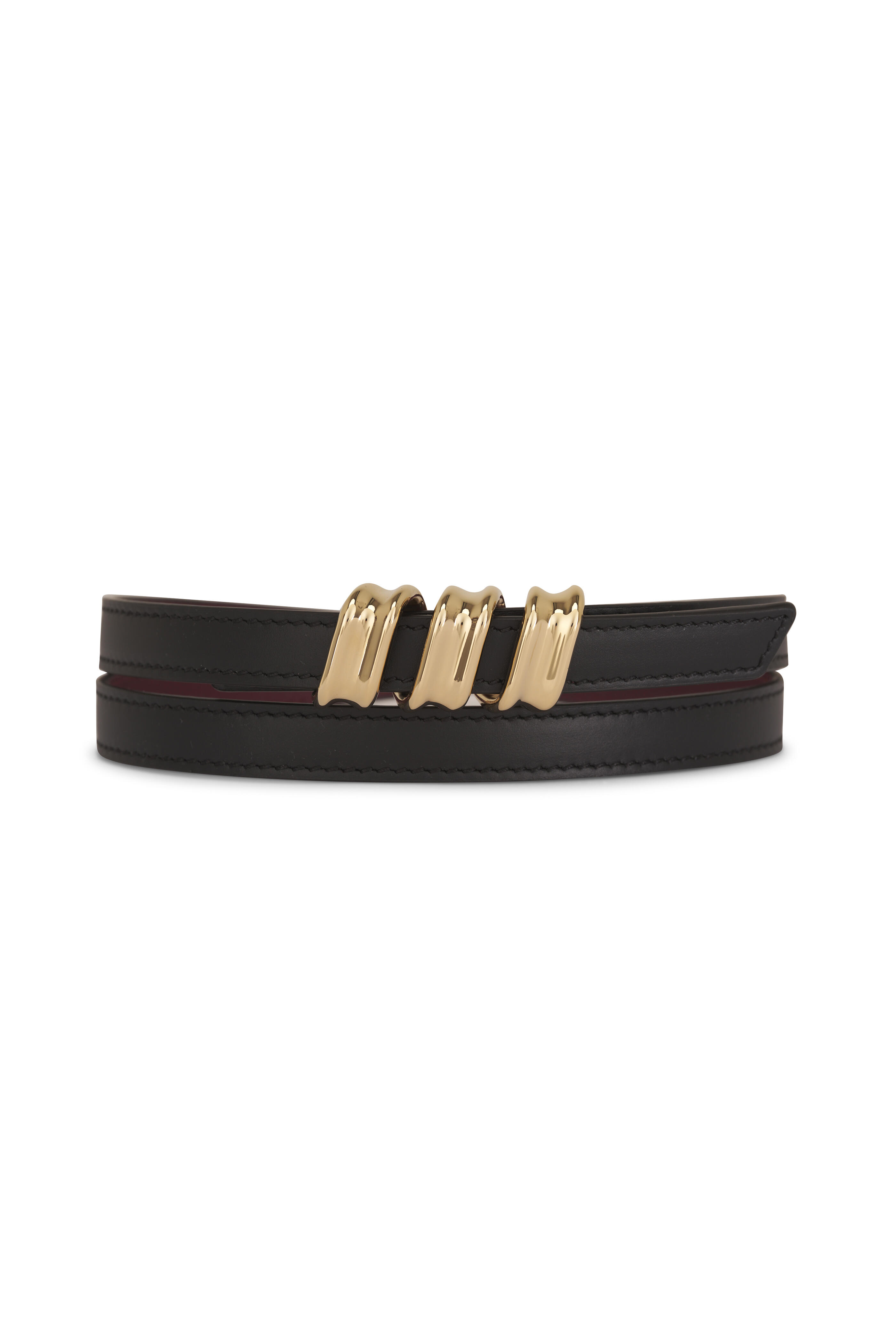 Loewe - Black, Red & Gold Coil Skinny Belt, 15mm - view 1