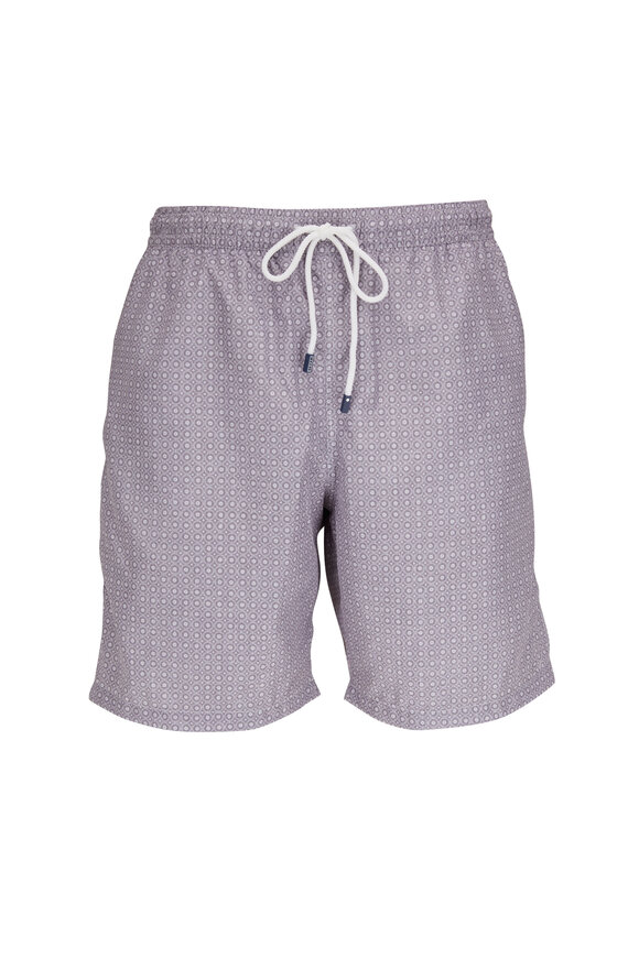 Fedeli Medallion Gray Print Swim Trunks