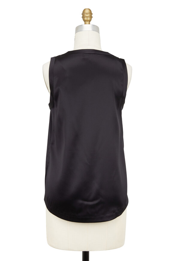 Brunello Cucinelli Black Silk Scoop Neck Reversible Tank - view 5