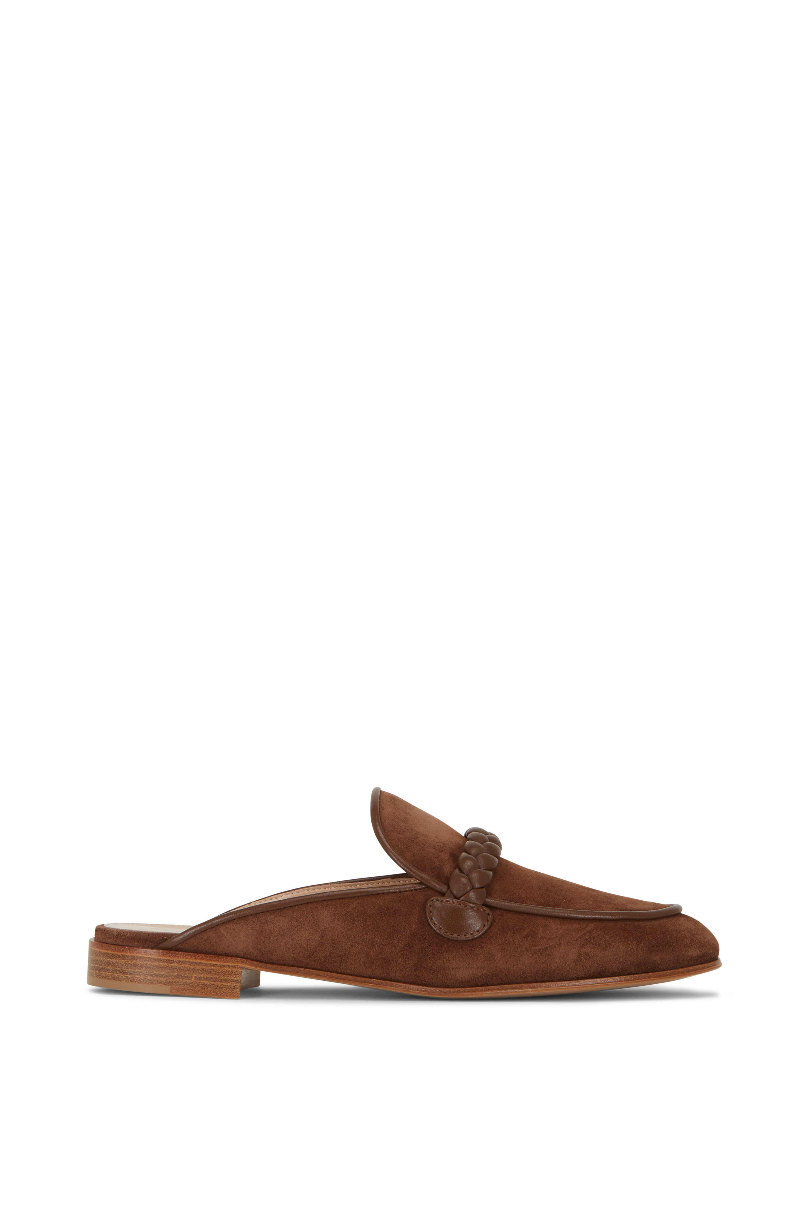 Gianvito Rossi - Belem Cognac Texas Suede & Leather Braid Flat Mule