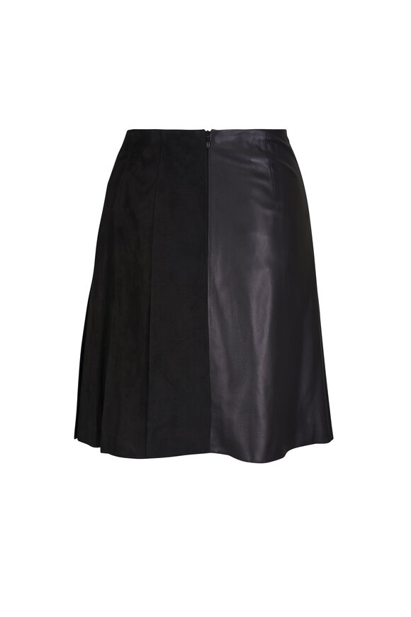 Akris Black Leather & Suede Pleated Mini Skirt - view 4