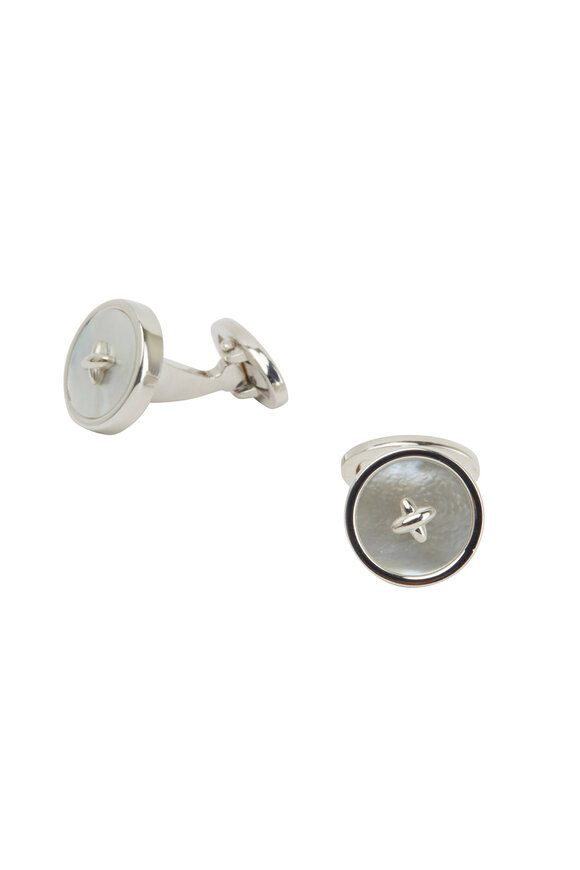 Jan Leslie Sterling Silver Mother-Of-Pearl Button Cuff Links