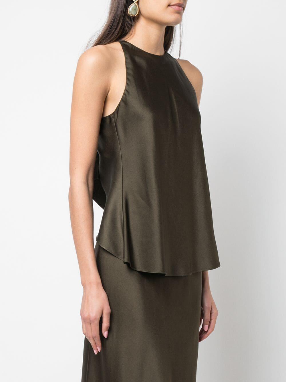 Rosetta Getty - Loden Satin Cross-Back Cami Top | Mitchell