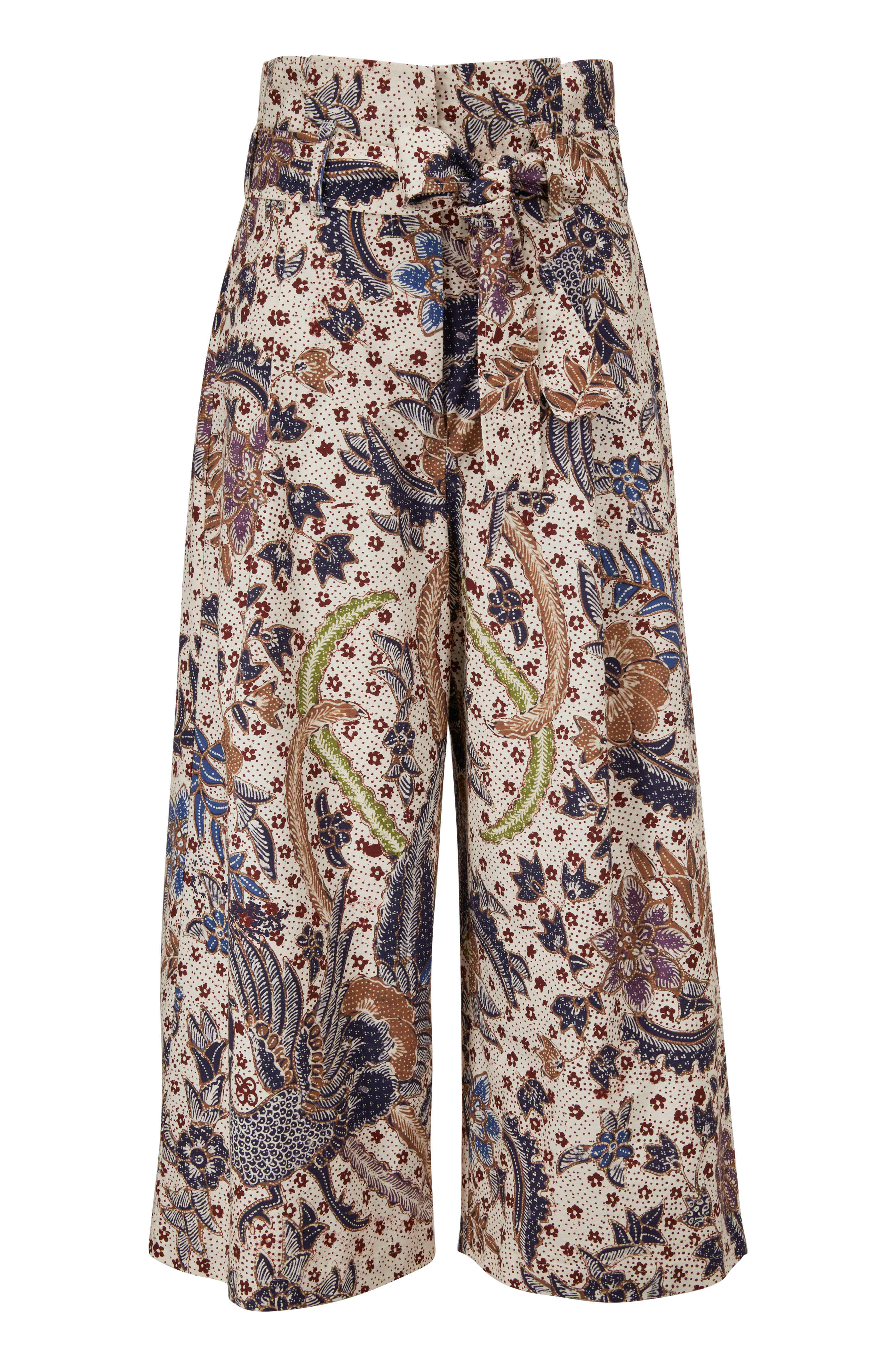 Cara Cara - Whittaker Batik Ivory Cotton Canvas Pant