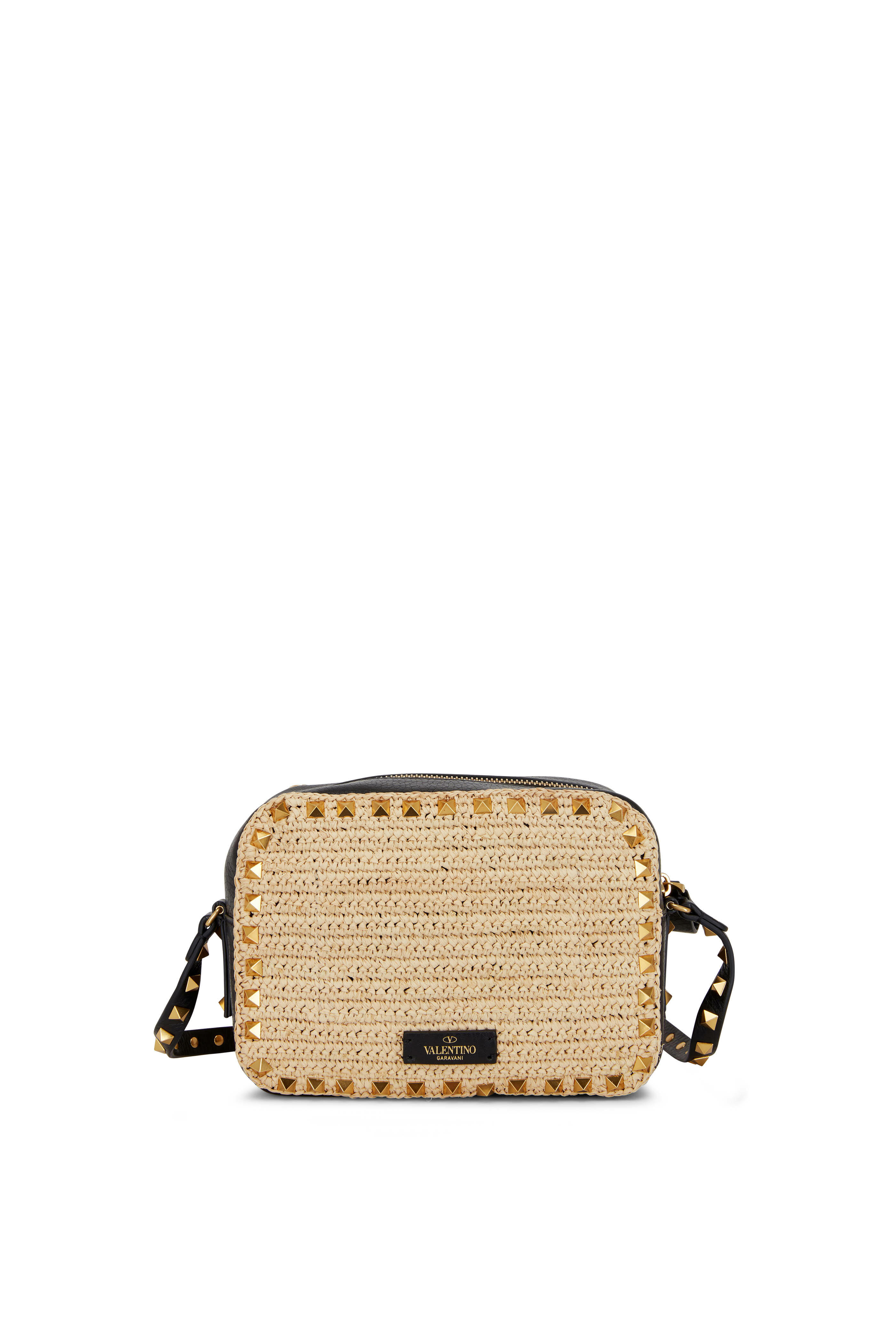 Valentino Garavani - Natural & Black Leather Rockstud Crossbody Bag