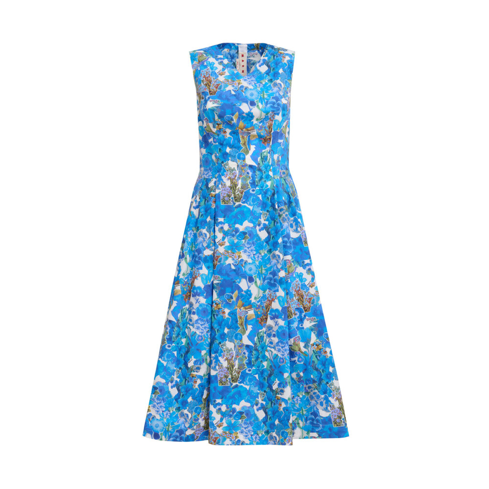 Marni - Cobalt Floral Print Aline Dress | Mitchell Stores