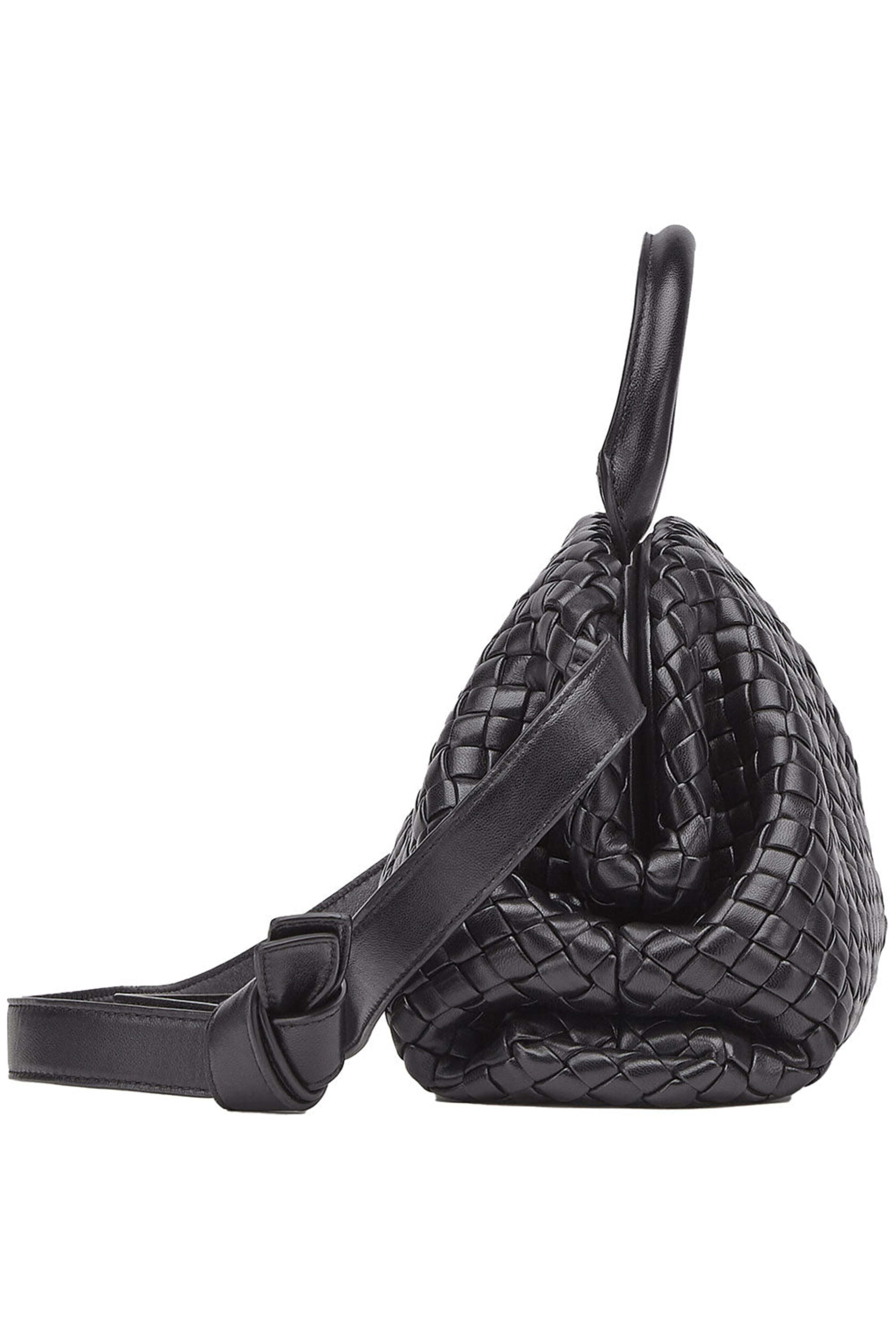 Bottega Veneta - Small Intrecciato Top Handle Bag in Black