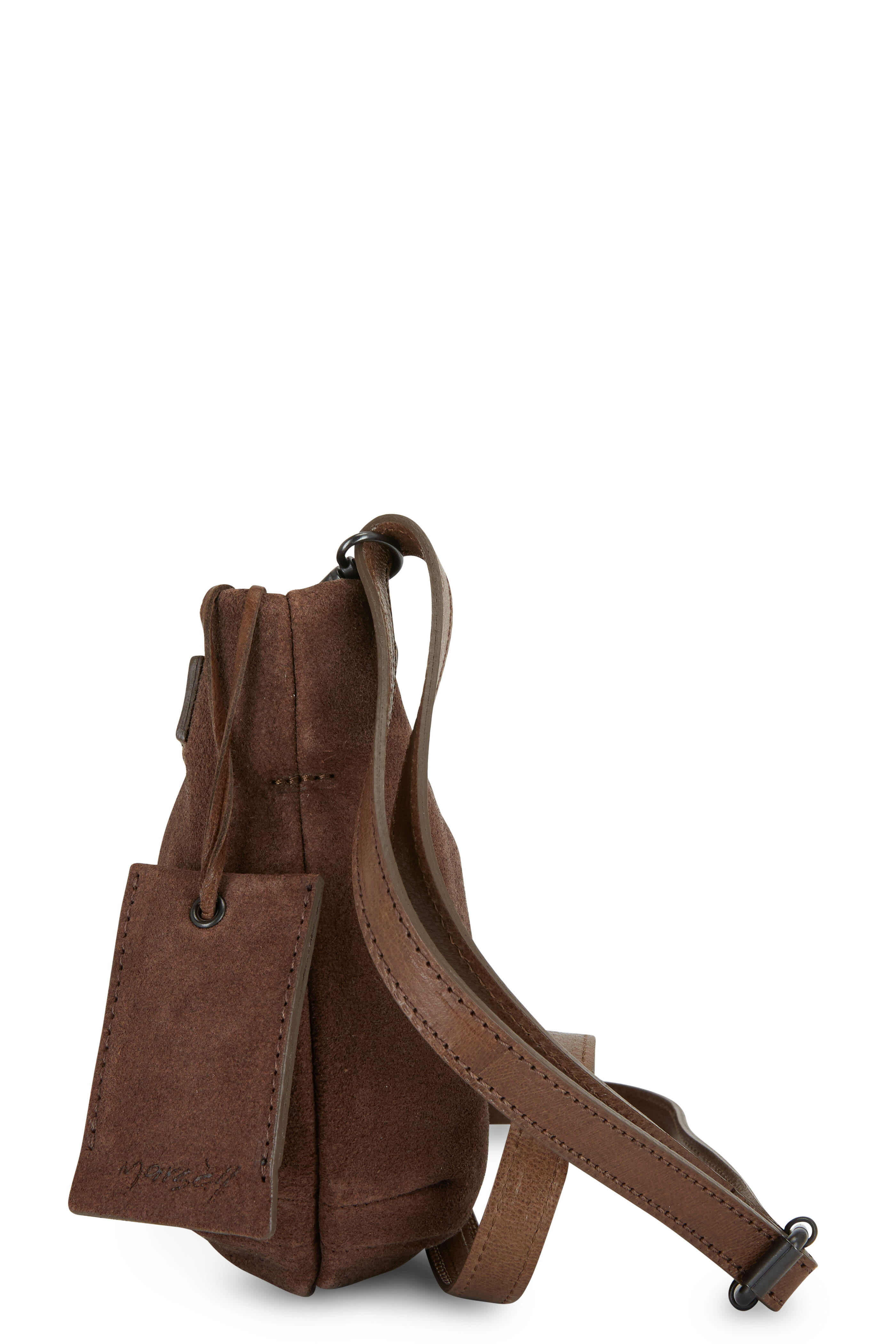 Marsell - Chocolate Suede Asymmetric Crossbody Bag Marsell - Chocolate Suede Asymmetric Crossbody Bag