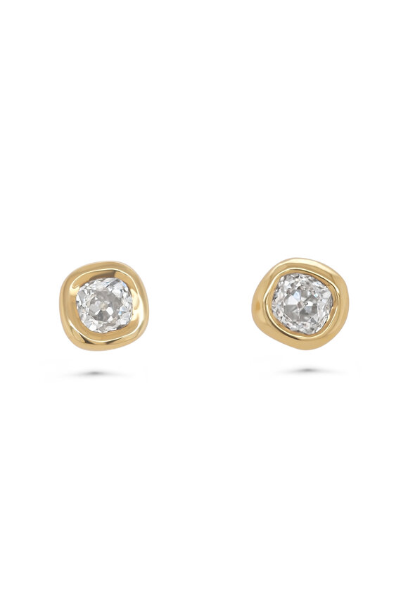 Kali Zoe 18k Yellow Gold Diamond Old Mine Zoe Studs
