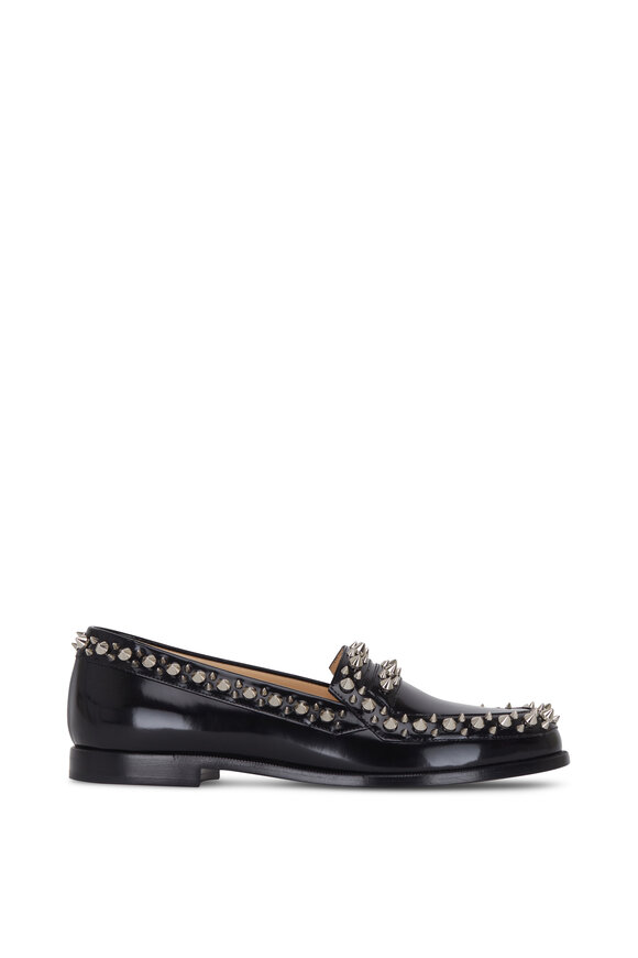 Christian Louboutin - Mattia Spikes Black Patent Spiked Flat Loafer