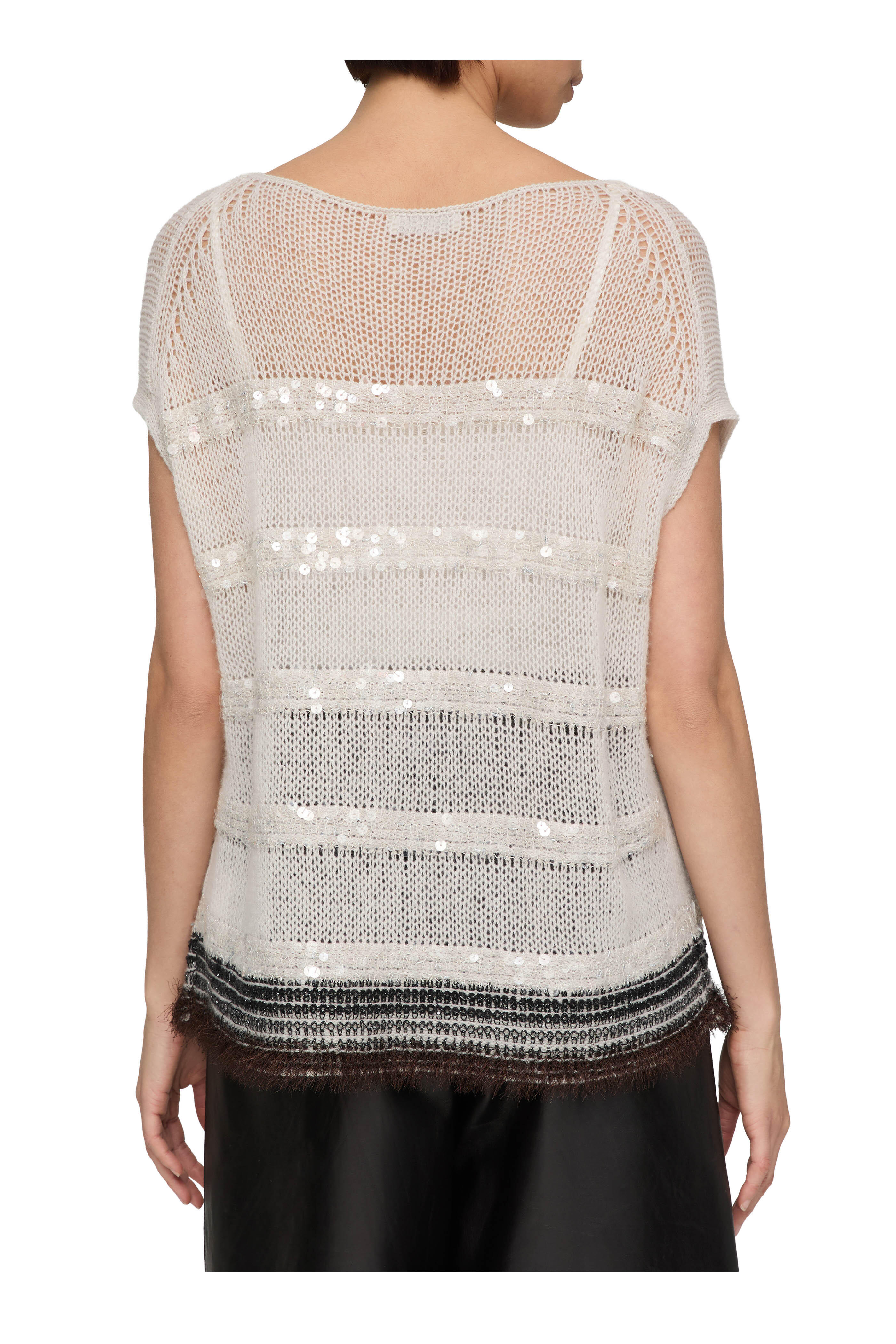 Lafayette 148 New York - Pearl Multi Metallic Stripe Cashmere Sweater Tank