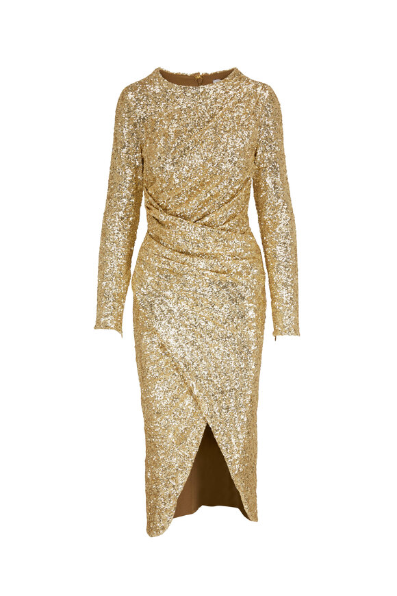 Michael Kors Collection - Gold Draped Sequin Dress
