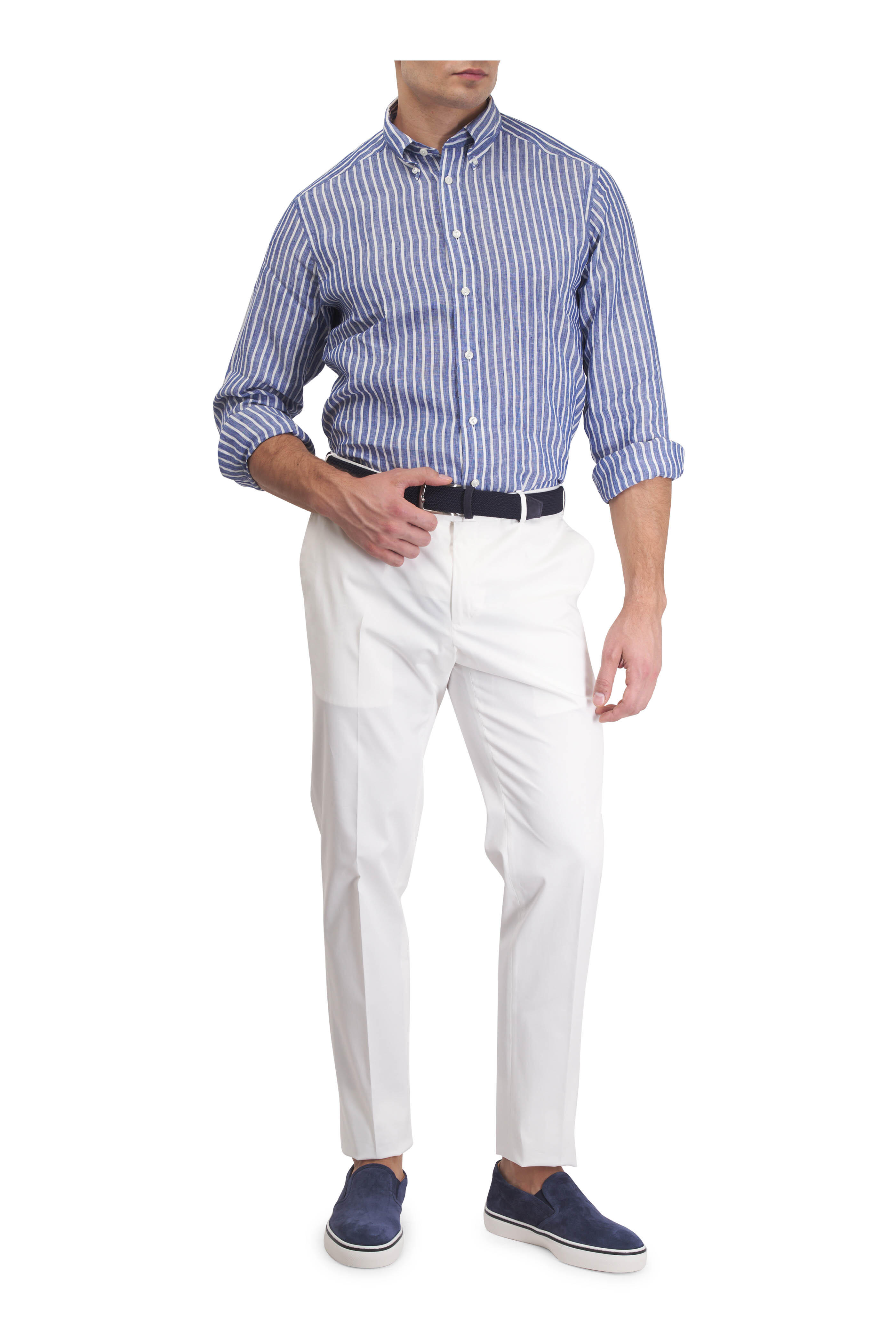 Eton - Blue Stripe Linen Dress Shirt