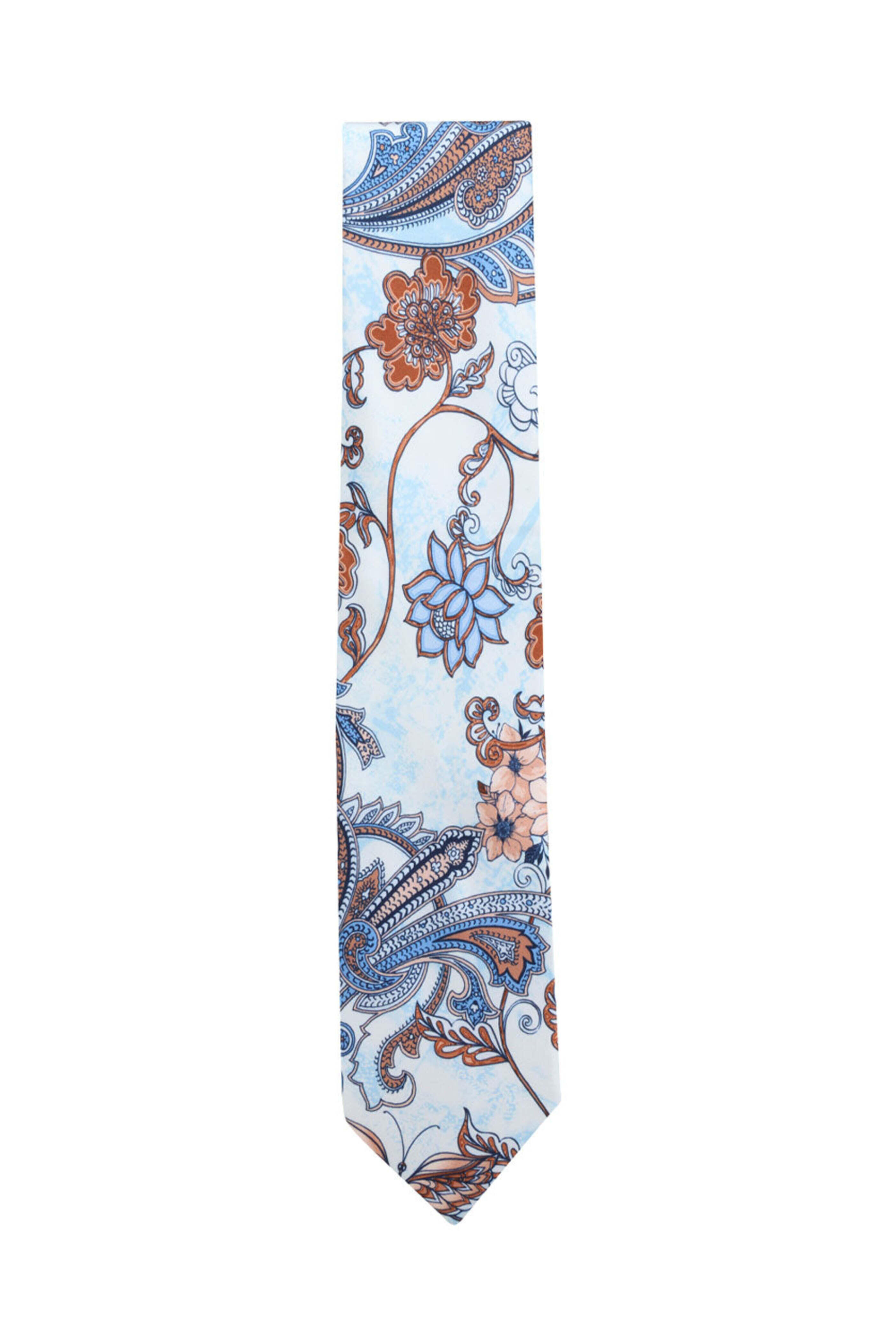 Italo Ferretti - Light Blue and Brown Paisley Silk Tie