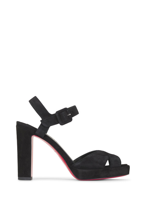 Christian Louboutin Cora Black Block Heel Suede Sandal, 100mm - view 3