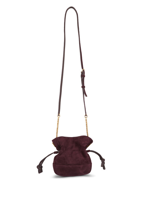 Saint Laurent Mini Jamie Burgundy Suede Shoulder Bag - view 3