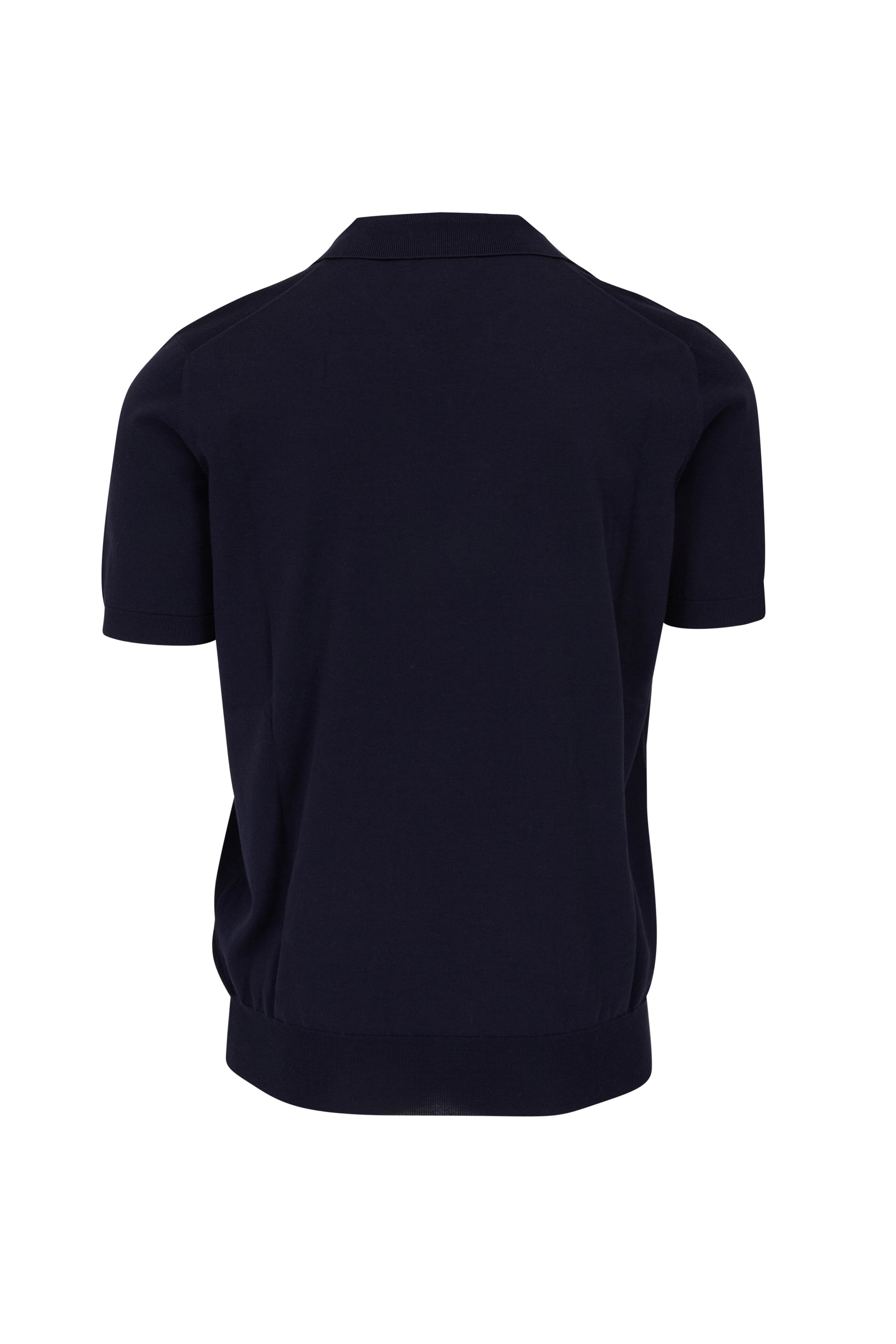Brunello Cucinelli - Navy Johnny Collar Polo | Mitchell Stores