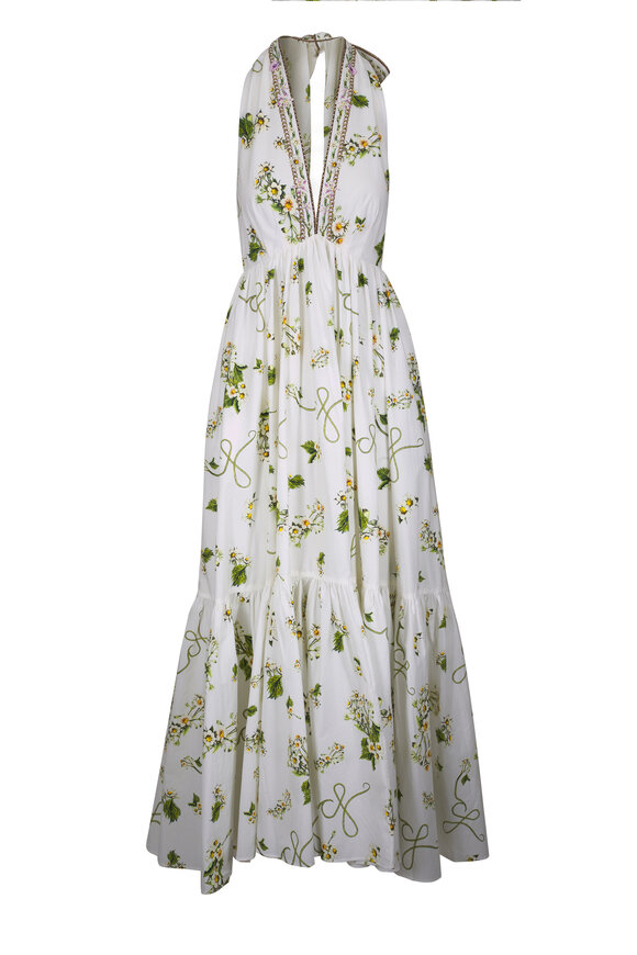 Camilla - Botanical Utopia Ruffle Hem Halter Dress