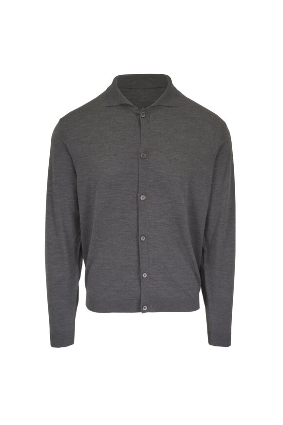 Peter Millar Crown Crafted Gray Wool Button Front Sweater - view 1
