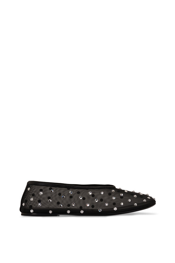 Khaite - Marcy Black Crystal Mesh Embellished Flat