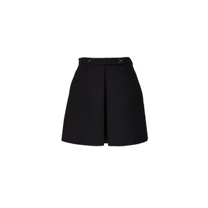 スカート VALENTINO BLACK WOOL SKIRT Valentino - Compact Drill Black Wool Mini Skirt | Mitchell