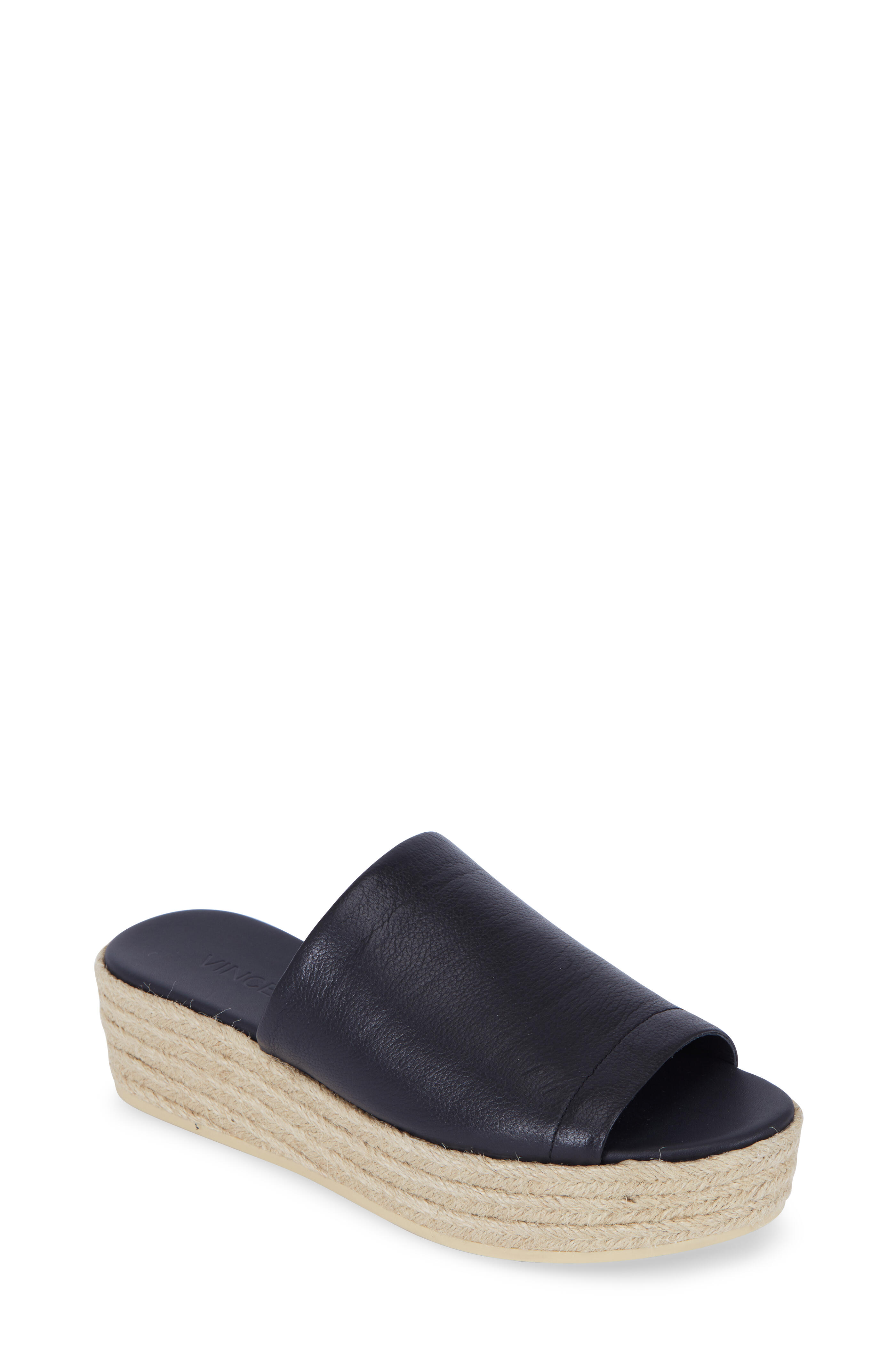 Vince - Solona Black Leather Espadrille Flatform, 35mm