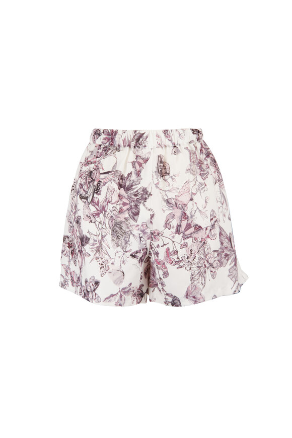 L'Agence Sylie Vintage White Butterfly Watercolor Shorts - view 2