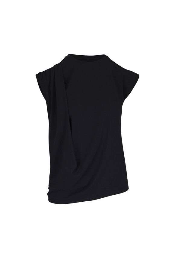 Vince Black Draped Relaxed Fit Top