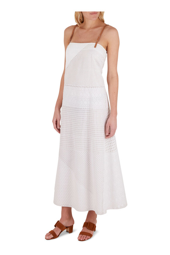Lafayette 148 New York - Wilder Cloud White Embroidered Sleeveless Dress