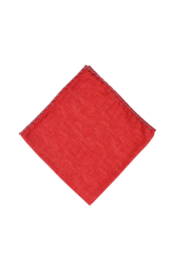 Brunello Cucinelli - Red Silk Blend Pocket Square 
