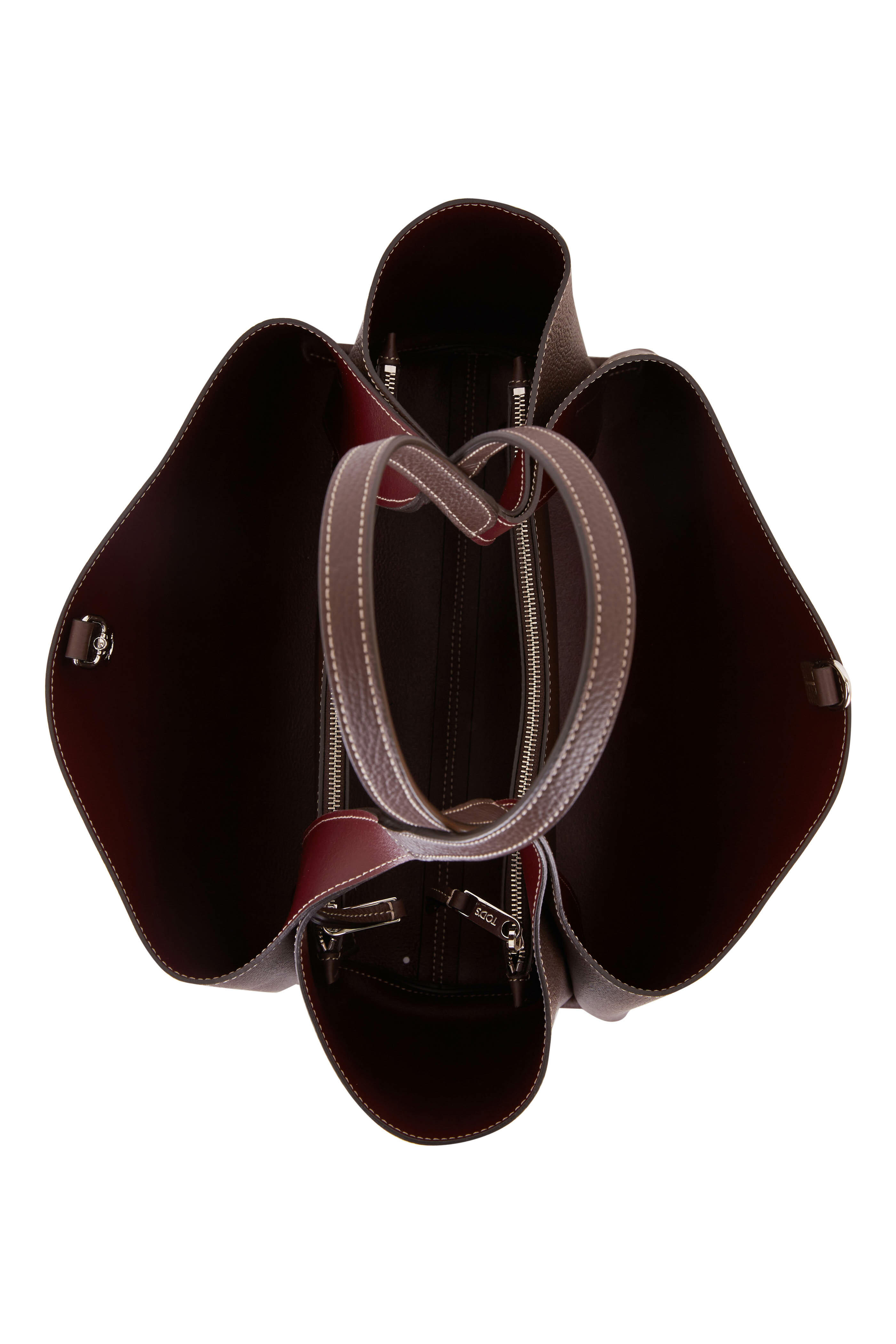 【関税＆送料込み】Tod'S Dark Brown Leather Totes Woman BROWN Tod's Di Bag in Leather Large