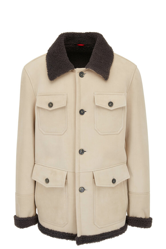 Isaia - Lacon White Shearling Field Jacket