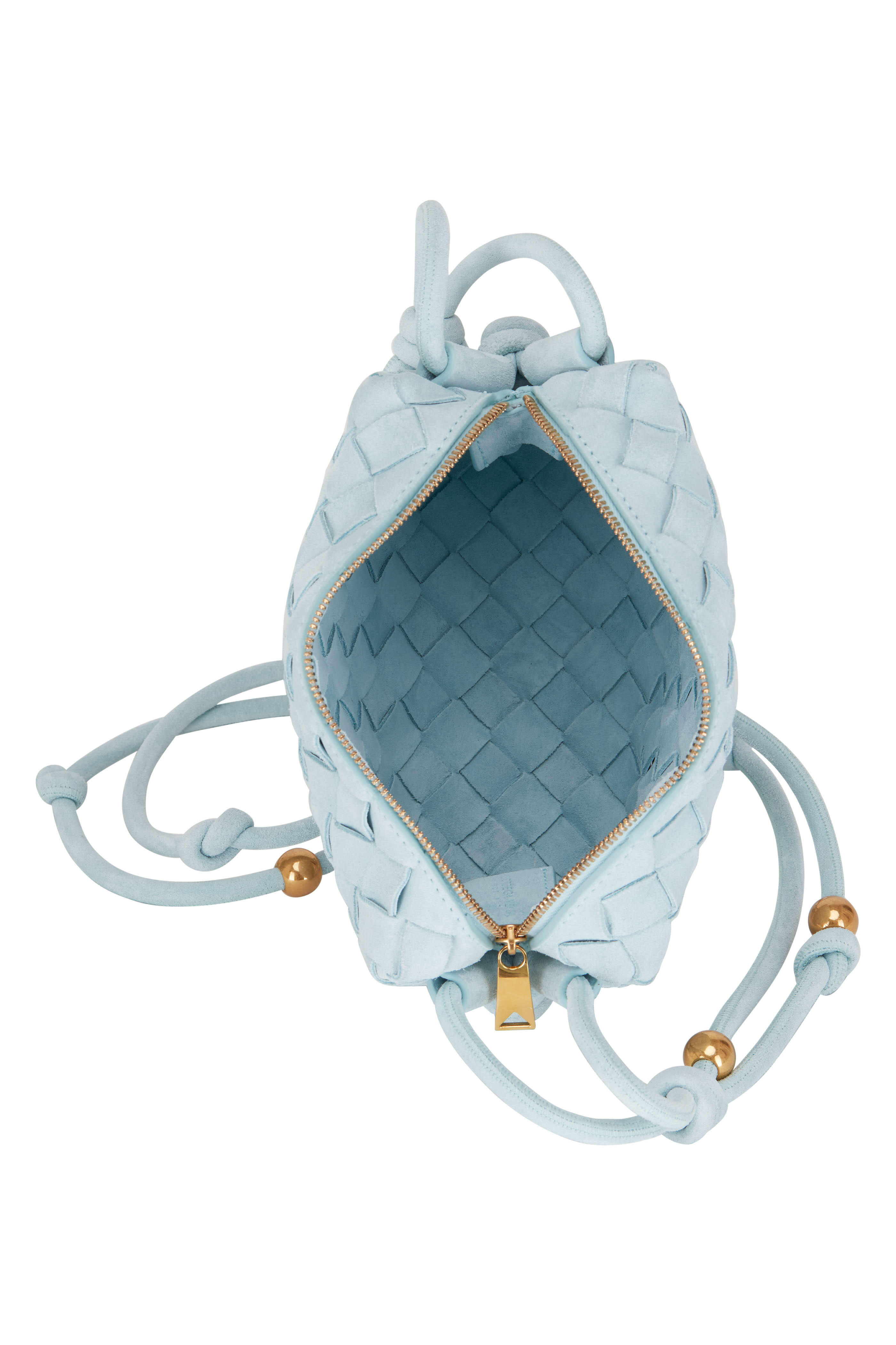 Bottega Veneta Mini Loop Shoulder Bag in Teal Washed Gold