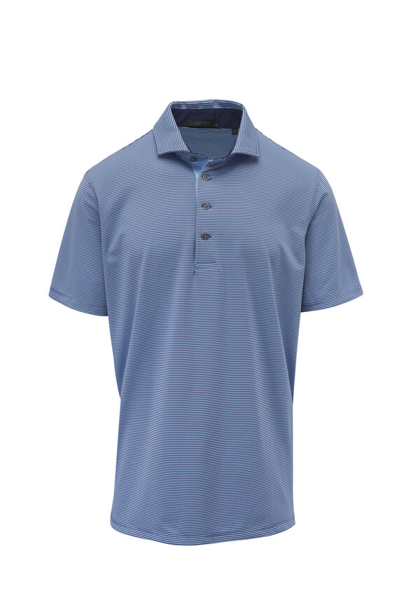 Greyson Saranac Blue Striped Polo