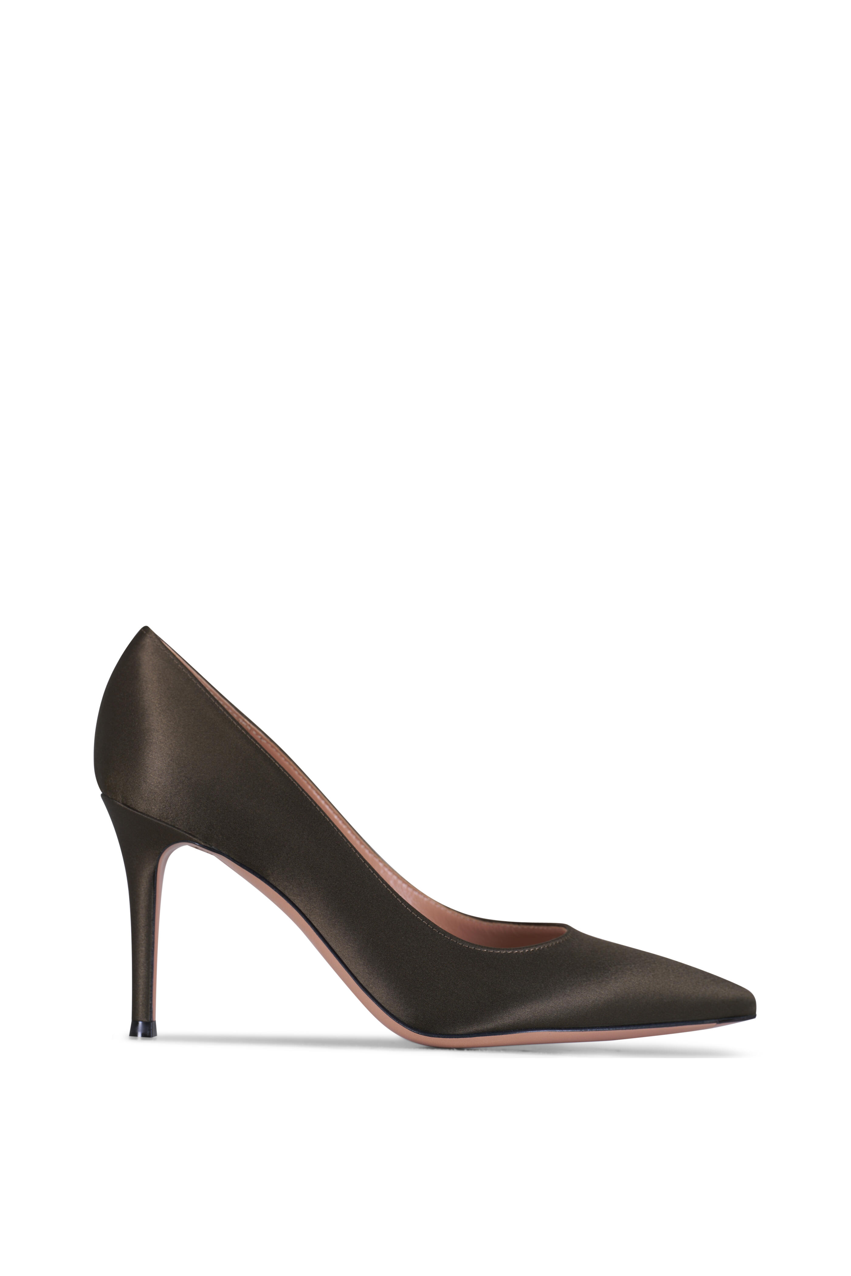 Gianvito Rossi - Dark Olive Crepe Satin Pump, 85mm