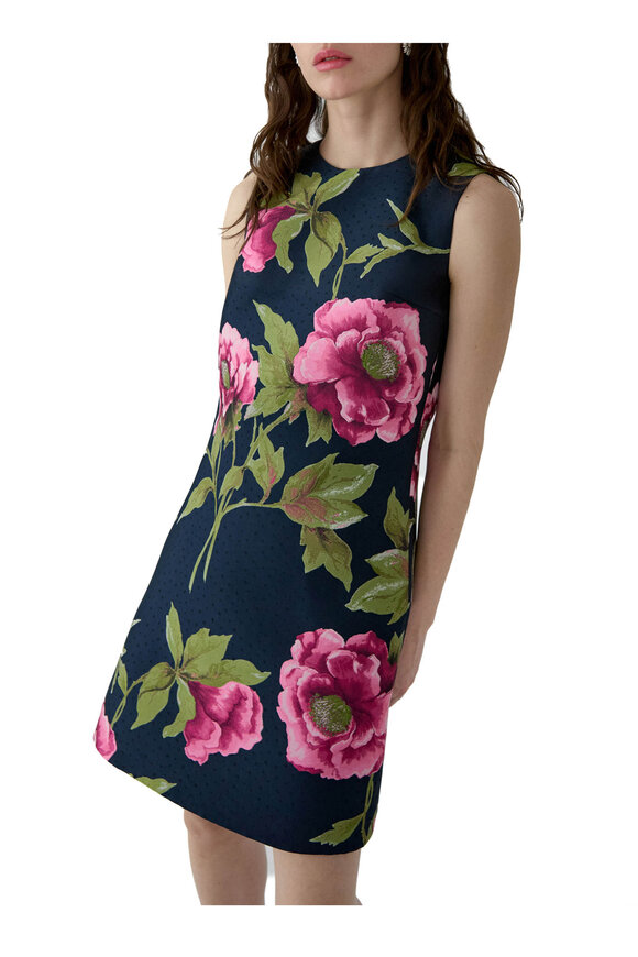 Carolina Herrera Multicolor Peony Print Jacquard Shift Dress - view 4