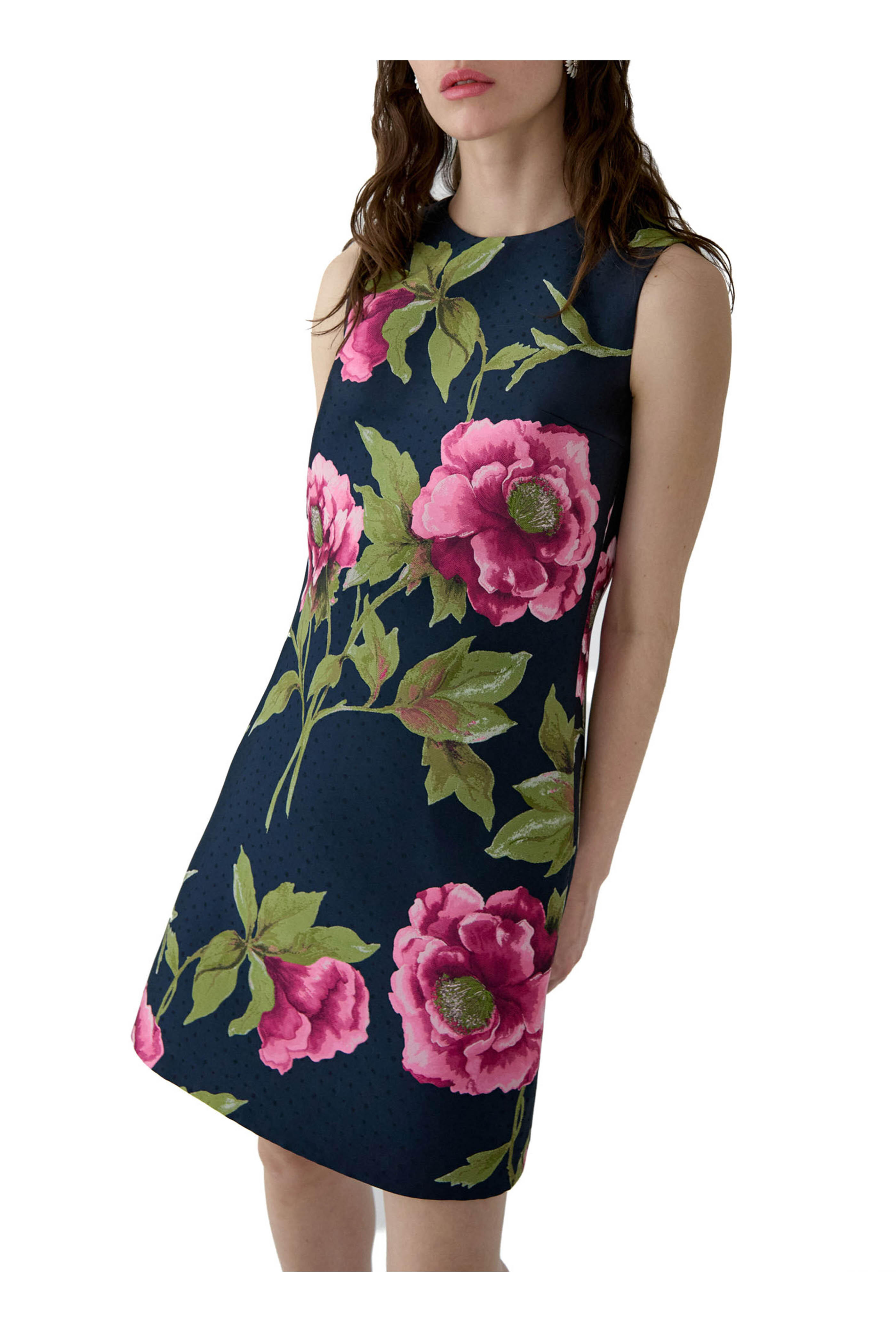 Carolina Herrera - Multicolor Peony Print Jacquard Shift Dress - view 4