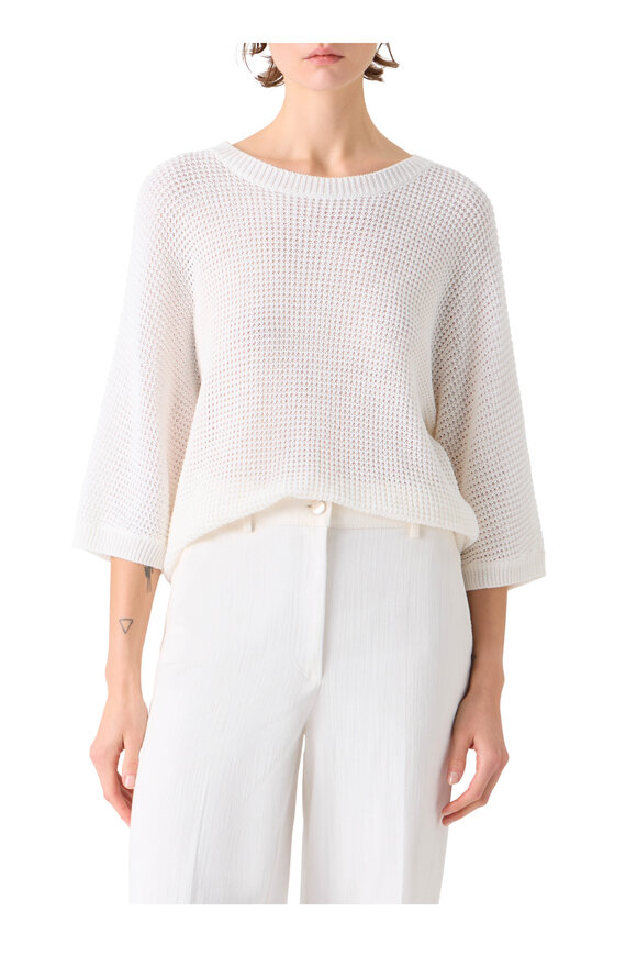 Akris Punto White Line & Cotton Open Knit Sweater - view 2