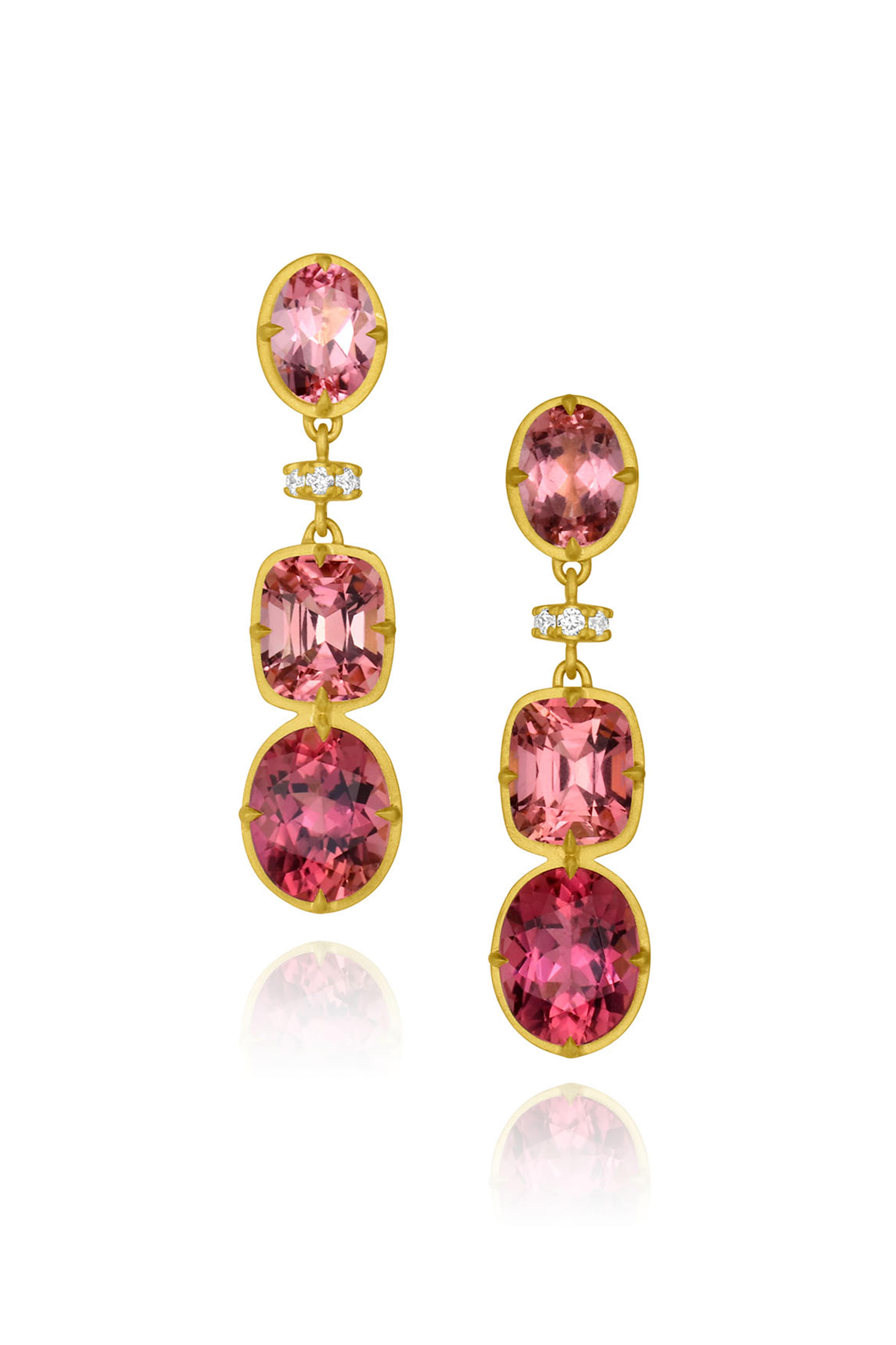 Leigh Maxwell - 18k Yellow Gold Gemmy Tourmaline Drop Earring - view 1